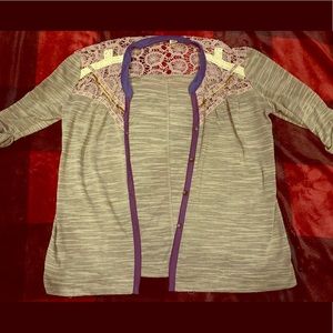 BKE Gimmicks Boho Style Crochet Cardigan Size S